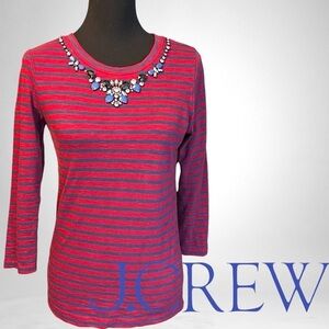 Stunning J. CREW Jeweled Striped Top